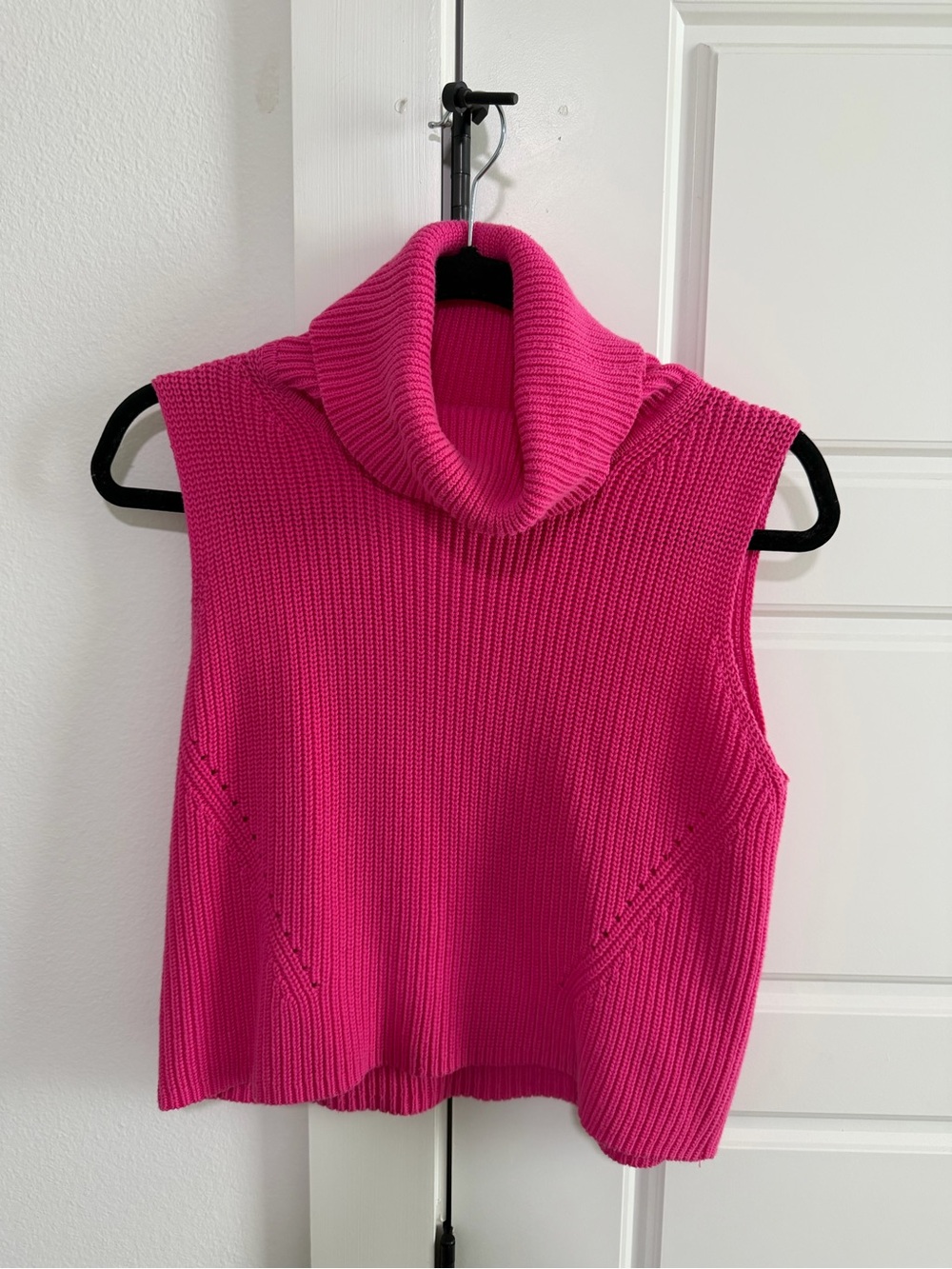 French Connection Cropped Sleeveless Turtleneck Sweater  - Hot Pink